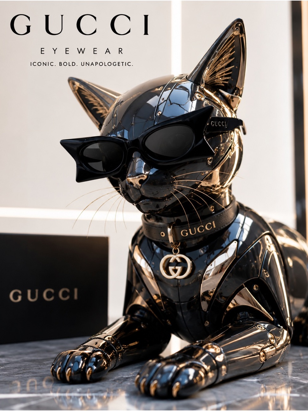 NWT Gucci Black Cat-Eye Sunglasses